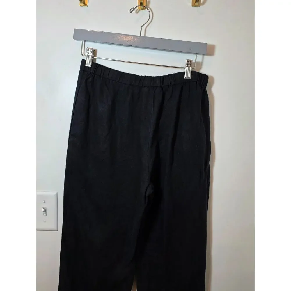 Quince 100% European Linen Pants Women's S Black Beach Travel‎ Casual